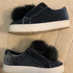 Sam Edelman Velvet Gray Platform Puffball Sneaker